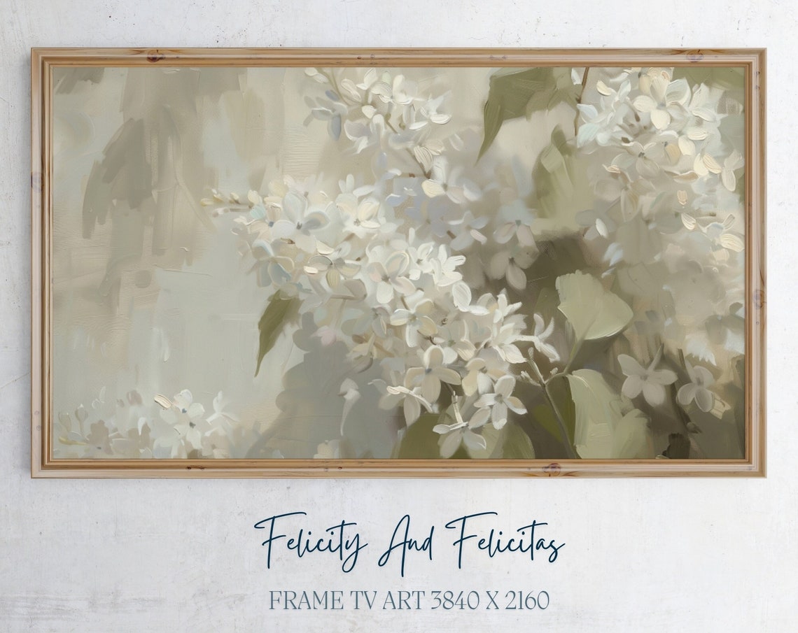 White Lilac Blossoms Soft Impressionist Spring Floral Wall Art