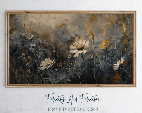 Dark Frame Tv Art Moody Frame Art Tv Fall Floral Artwork Vintage Style Home Decor Autumn Tv Artwork Meadow Screensaver