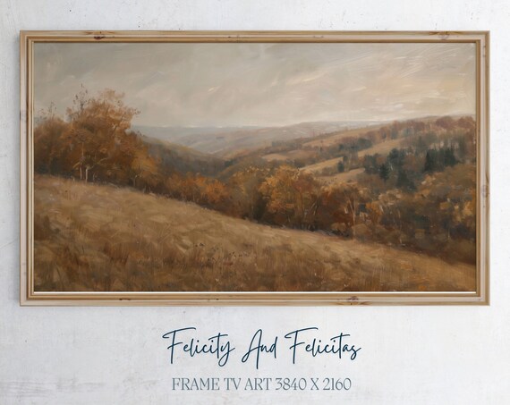 Moody Autumn Hills Landscape Oil Painting Golden Valley Poster