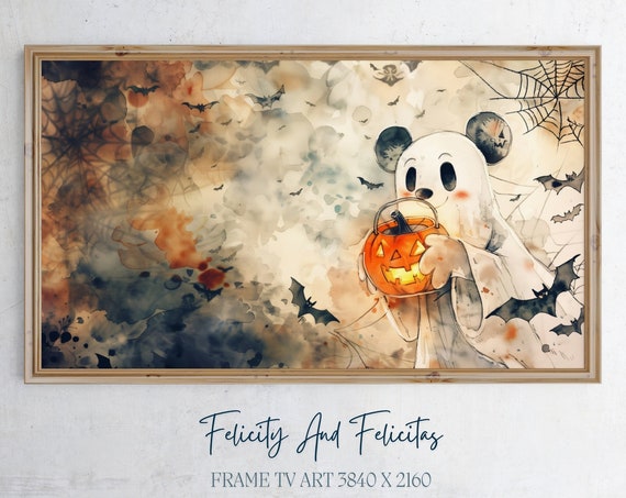 Halloween Mouse Ghost Frame Tv Art Cute Ghost Mouse Frame Tv Art Spooky Season Screensaver
