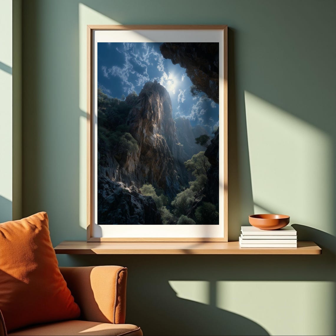 Majestic Canyon Sunlight Rocky Cliffs Wilderness Landscape Art Poster