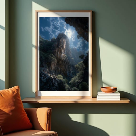 Majestic Canyon Sunlight Nature Wall Art Print Wilderness Landscape