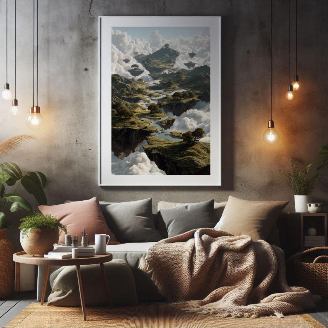 Floating Isles Surreal Floating Islands Fantasy Cloud Poster