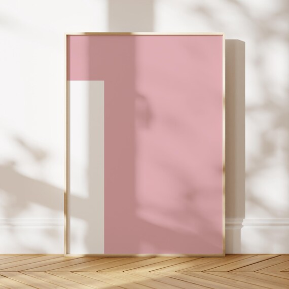 Letter T Pink and White Monogram Poster for Girls Bedroom Decor