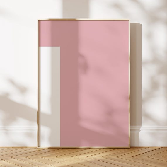 Pink Initial I Print Alphabet Poster Big Letter Minimalist Trendy Wall Art Nursery Decor