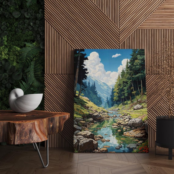 Anime Art Vibrant Lofi Nature Scene Poster