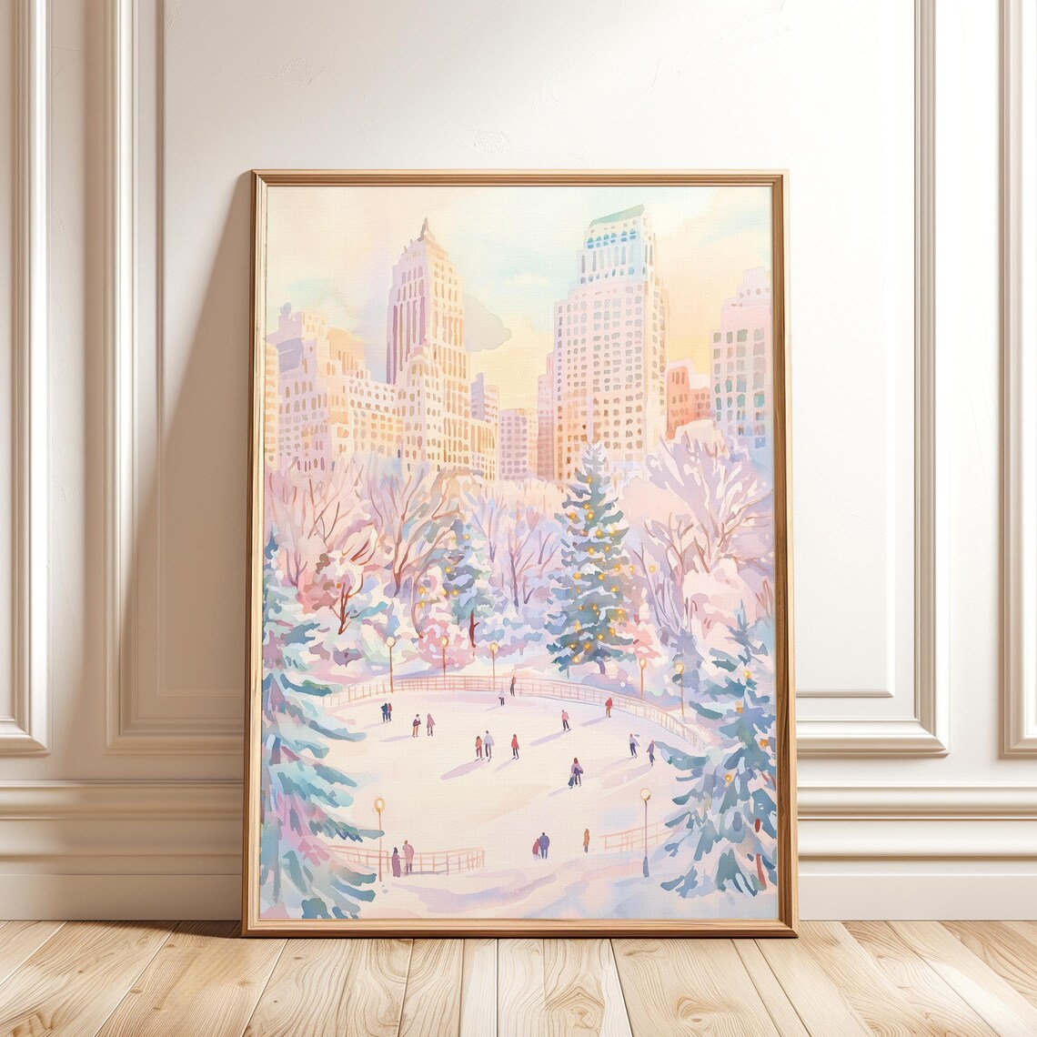 Pastel Christmas In The City, New York City Art Print