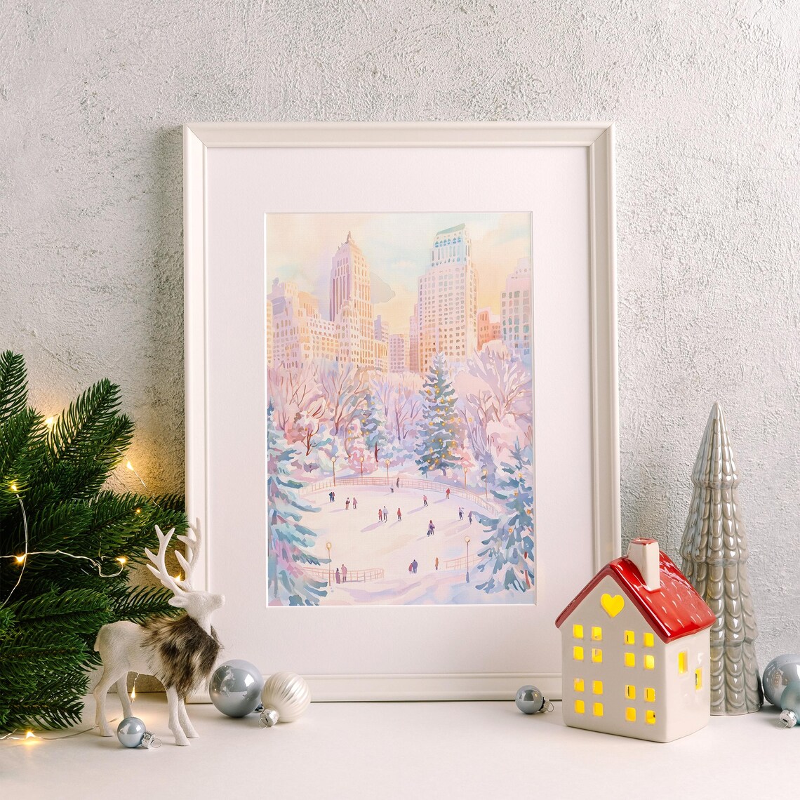 Pastel Christmas In The City, New York City Art Print - Image 4