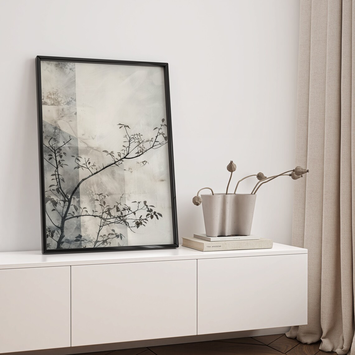 Japandi Neutral Grey Abstract Art Print, Wabi Sabi - Image 3