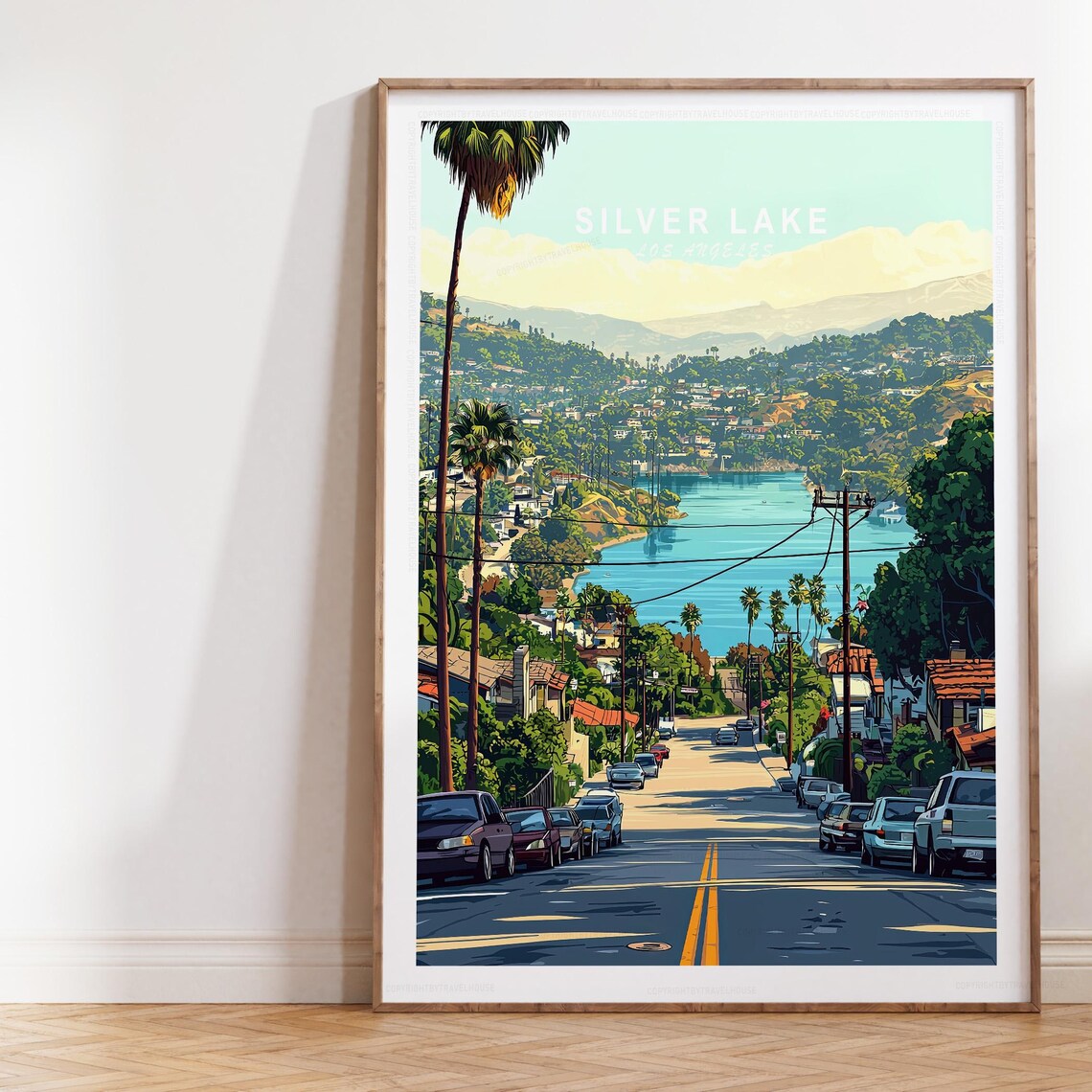 Silver Lake Los Angeles Minimalist Cityscape Art Print