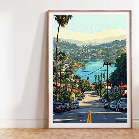 Silver Lake Los Angeles Minimalist Cityscape Art Print