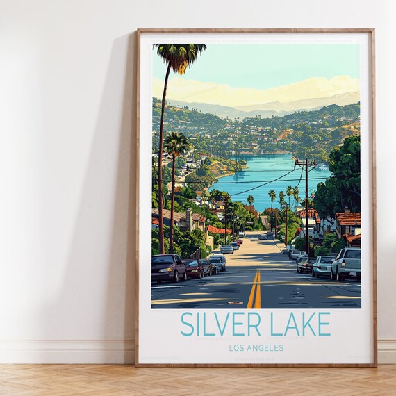 Silver Lake Los Angeles Poster Daytime Street Reservoir View
