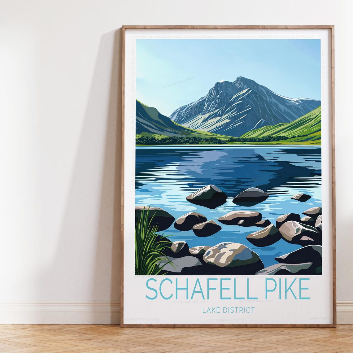 Schafell Pike Still Lake Ripples Mountain Travel Art Wall Poster