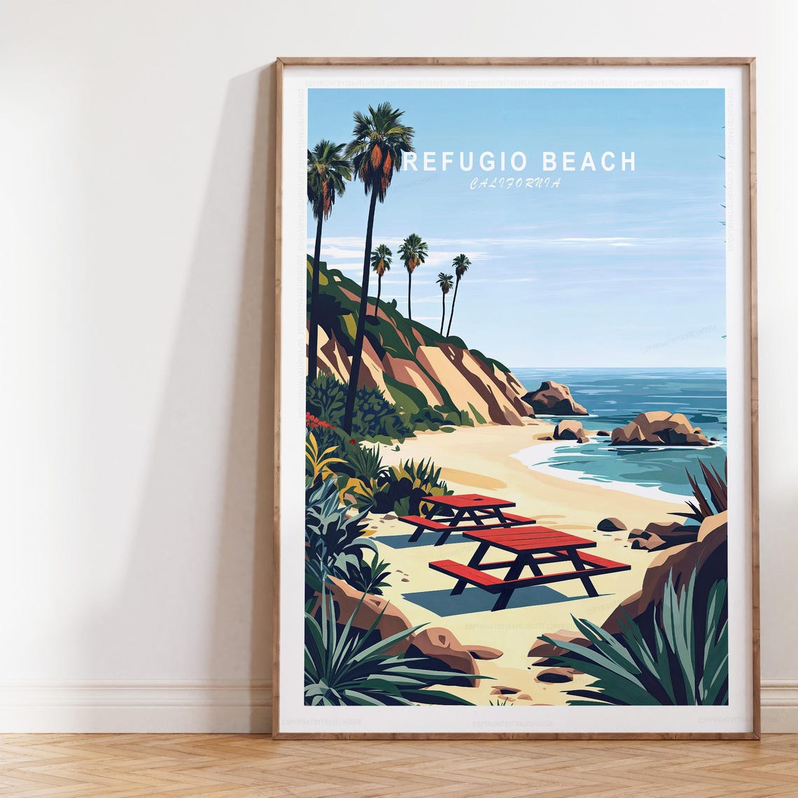 Refugio Beach California Poster Palm Beach Picnic Tables View