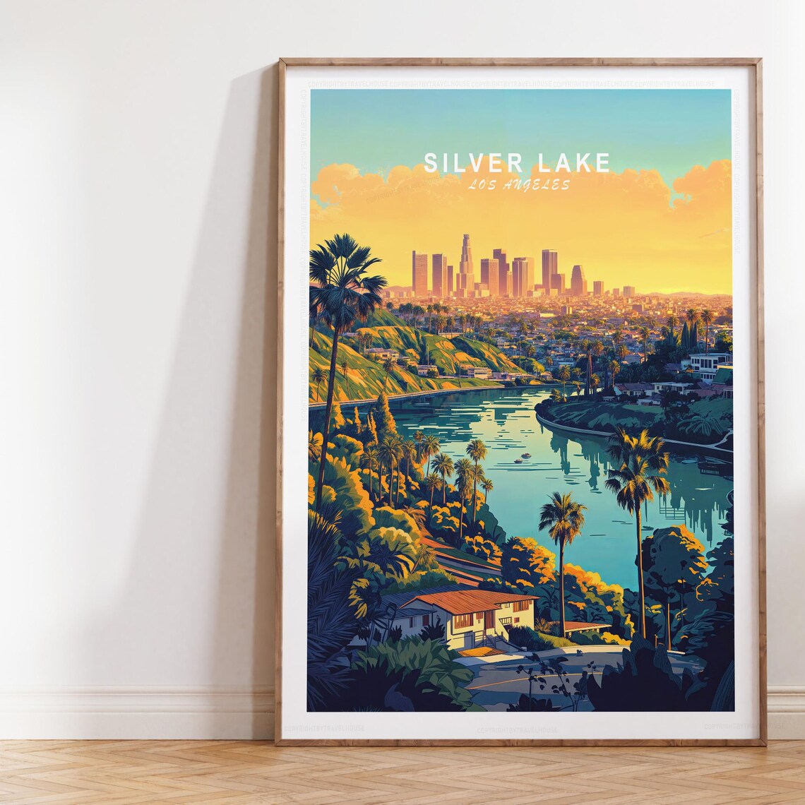 Silver Lake Los Angeles Poster Sunset Skyline Reservoir View