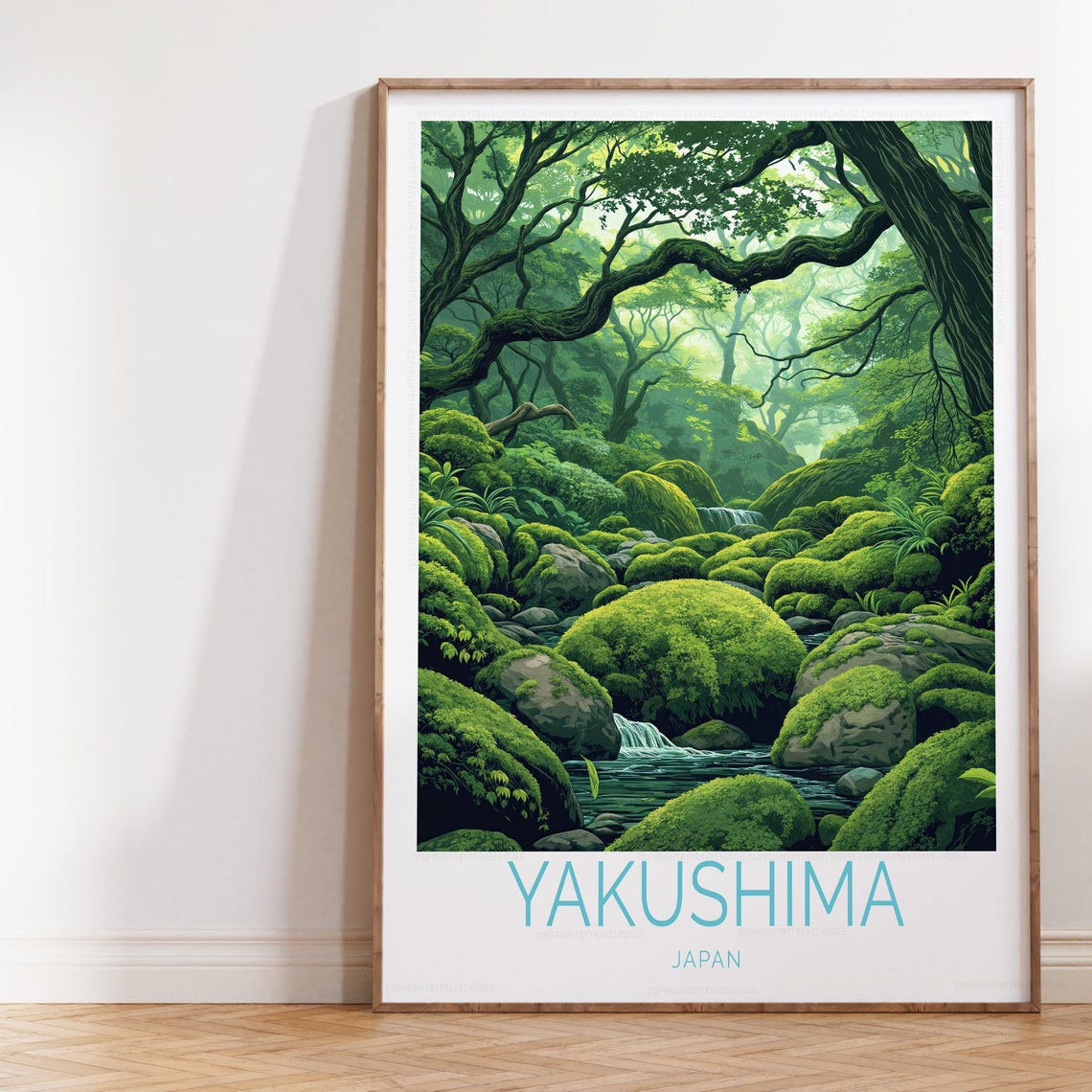 Yakushima Japan Moss Covered Forest Waterfall Nature Travel Poster