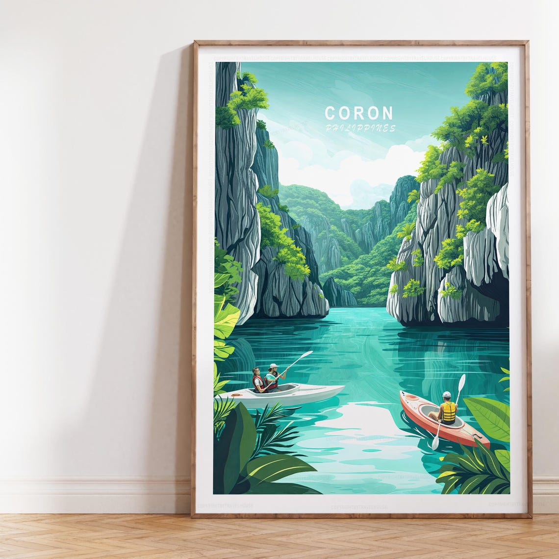 Coron Philippines Tropical Lagoon Kayak Expedition Travel Poster