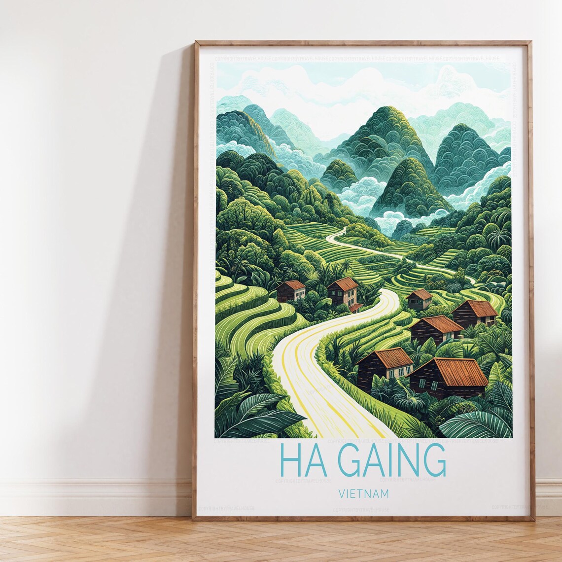Ha Gaing Vietnam Terraced Rice Fields Travel Poster Mountain Art