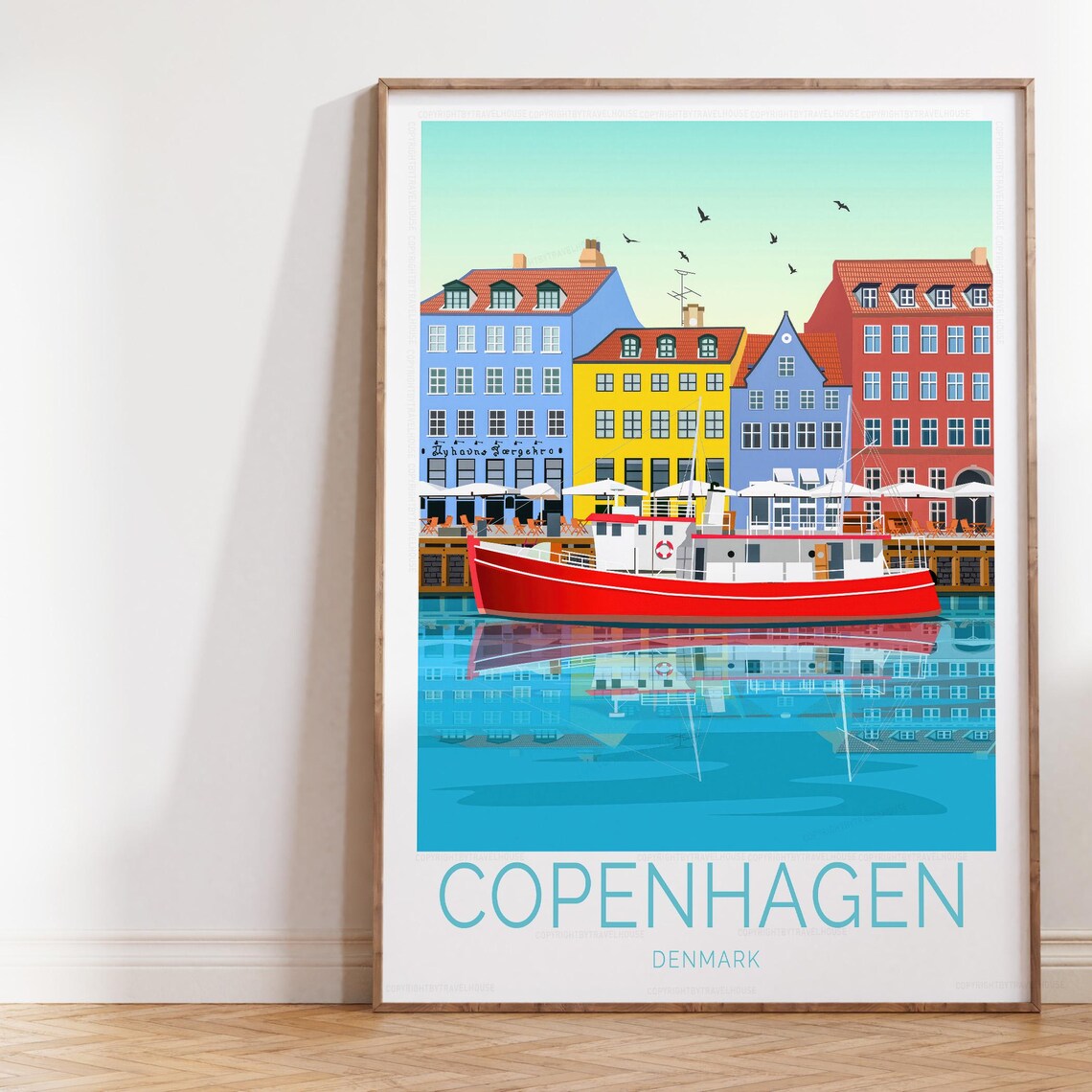 Copenhagen Denmark Travel Poster, Home Decor Gift
