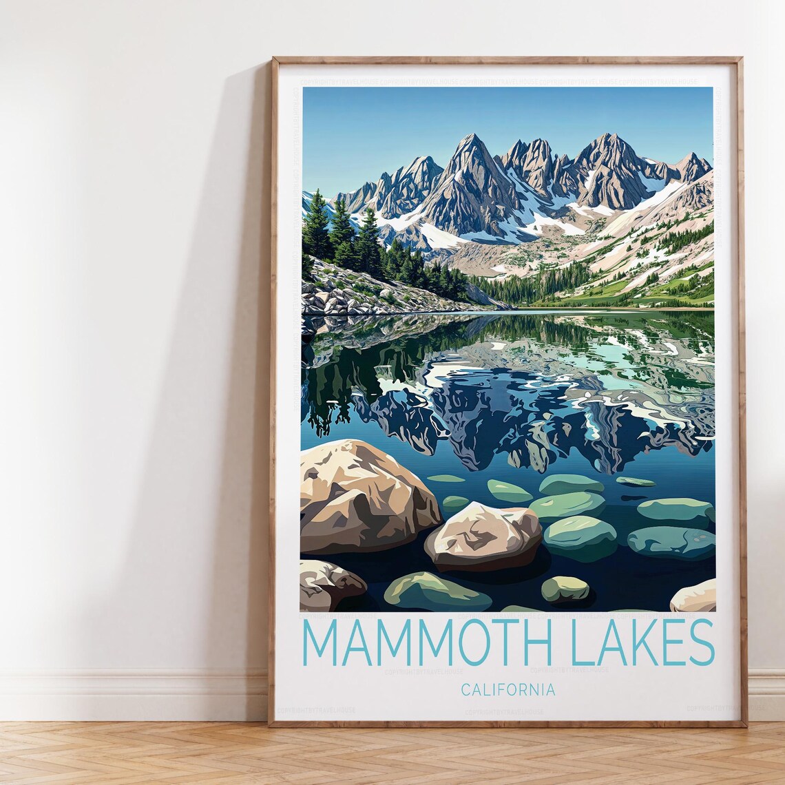 Mammoth Lakes California Mountain Reflection Vintage Travel Poster