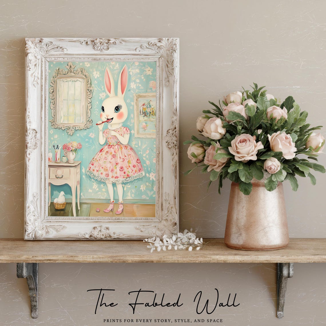 Whimsical Bunny, Vintage Inspired Nursery Decor - Image 3