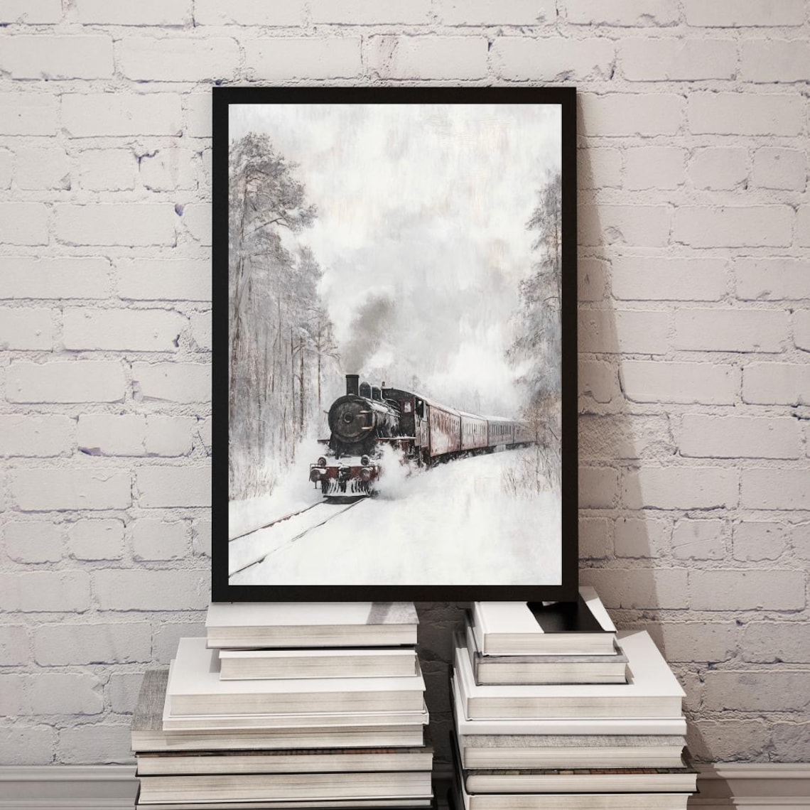 Orient Express Train In A Snow-Covered Forest, Art Print - Image 5