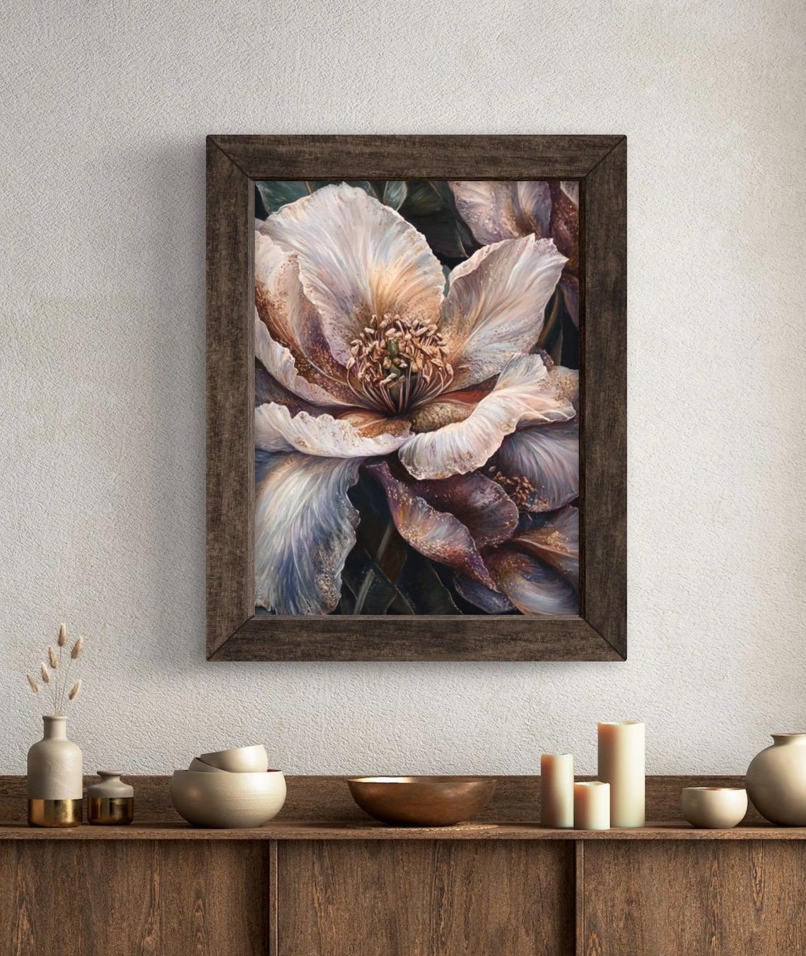 Ivory White Flower Close Up Moody Purple Hues Elegant Floral Poster - Image 5