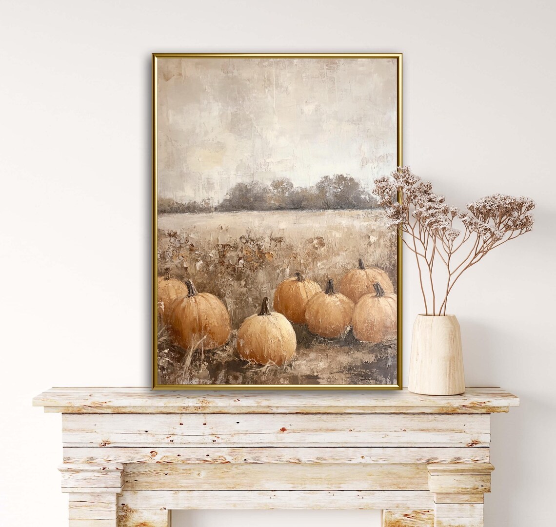Autumn Tales Pumpkin Harvest Field Vintage Rustic Fall Decor Poster - Image 3