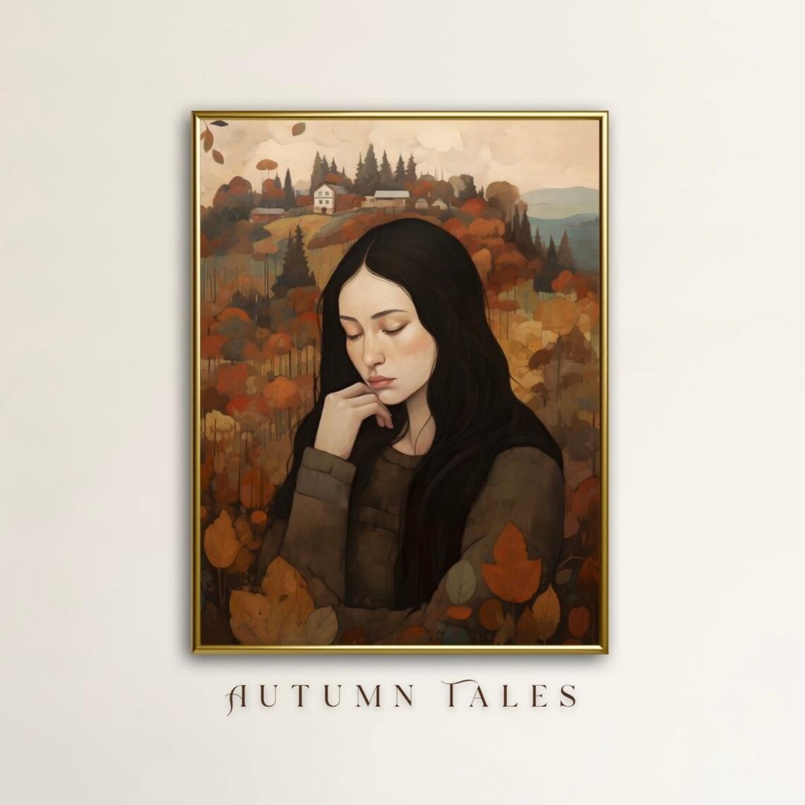 Woman Portrait Art Print, Farmhouse Autumn Decor