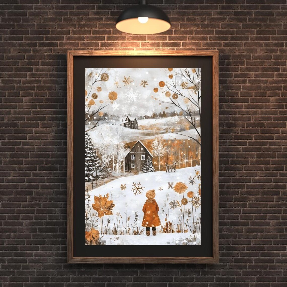 Winter Christmas Village Kid Snowy Forest Art Print - Image 4