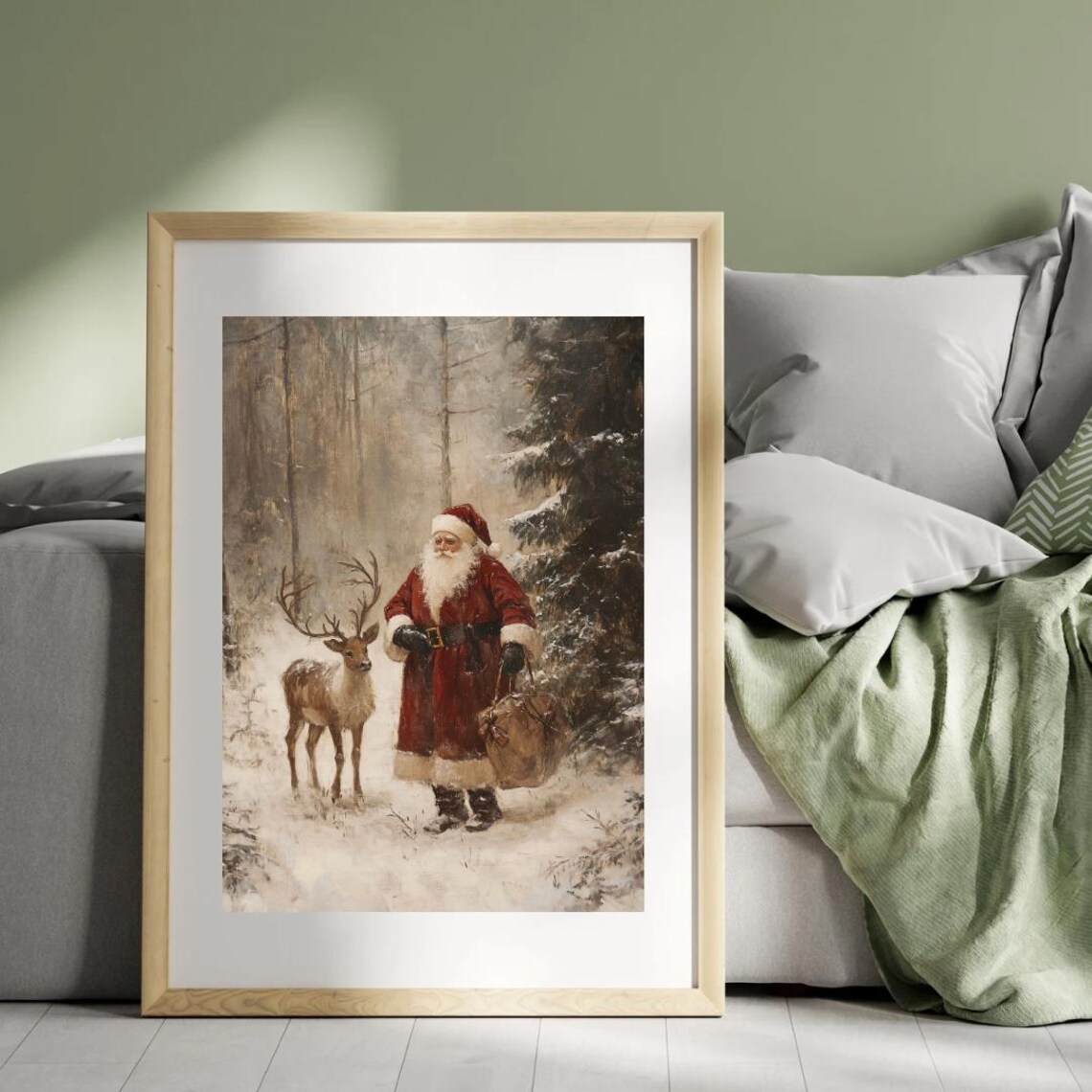 Vintage Santa Art Print, Antique Christmas Decor - Image 2