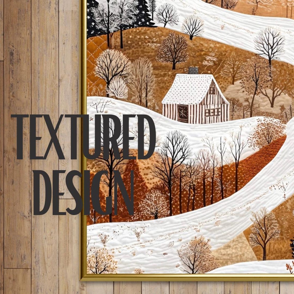 Charming Folk Art Winter Village With Snowy Winding Road Art Print - Image 4