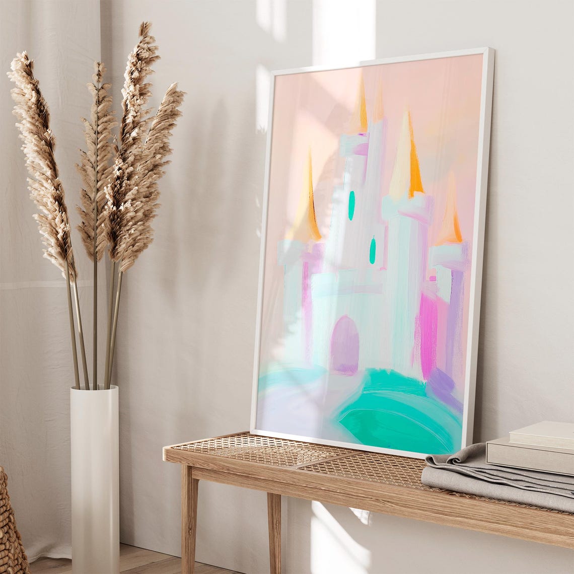 Pastel Princess Castle With Golden Spires Girls Room Decor Poster - Image 3