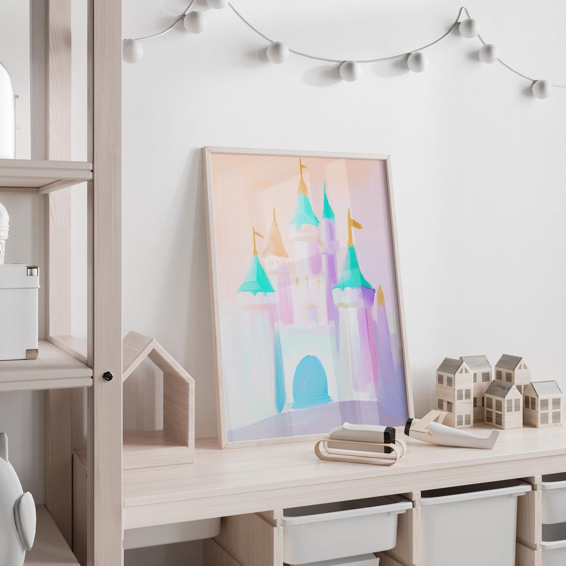Pastel Fairy Tale Castle Magic Kingdom Princess Nursery Wall Art - Image 3