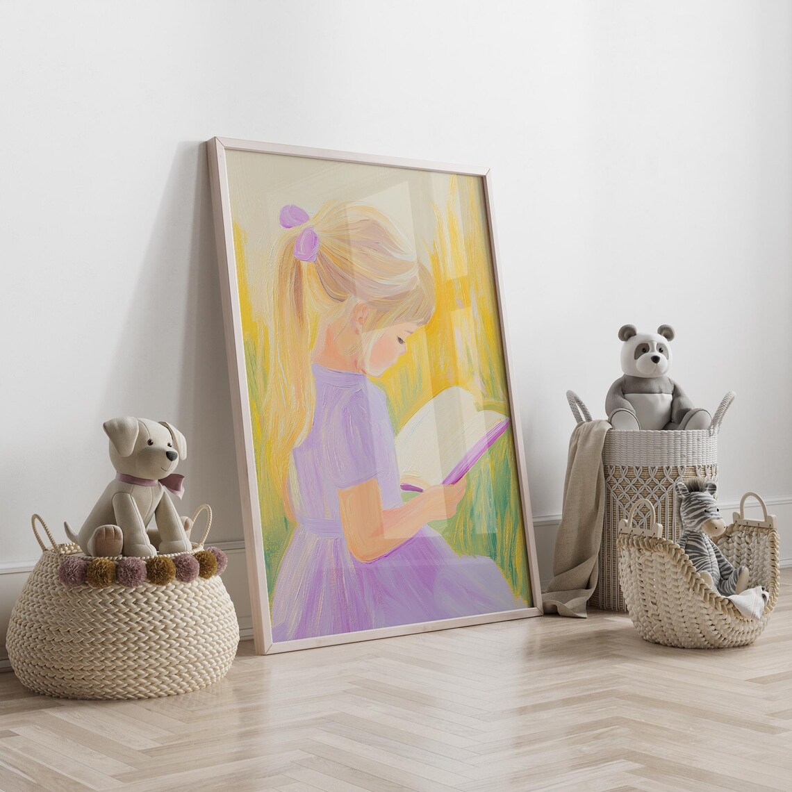 Blonde Girl Reading In A Garden Reading Nook Summer Read Art Girly Book Lover Girls Room Book Nook Book Lover Gif - Image 4