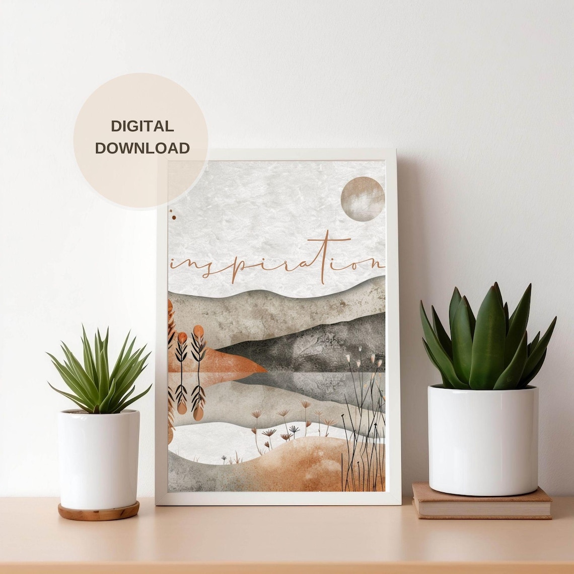 Inspiration Neutral Landscape, Boho Minimalist Poster