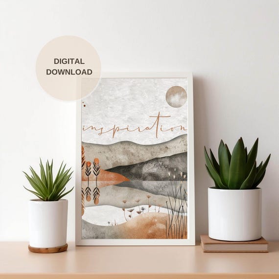 Inspiration Neutral Landscape, Boho Minimalist Poster