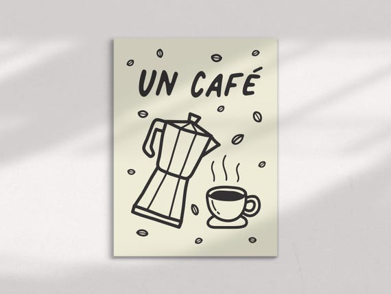 Kitchen Coffee Print Un Caf Lovers Gift Retro Drawn Doodle Cafe Poster Wall Decor Friend