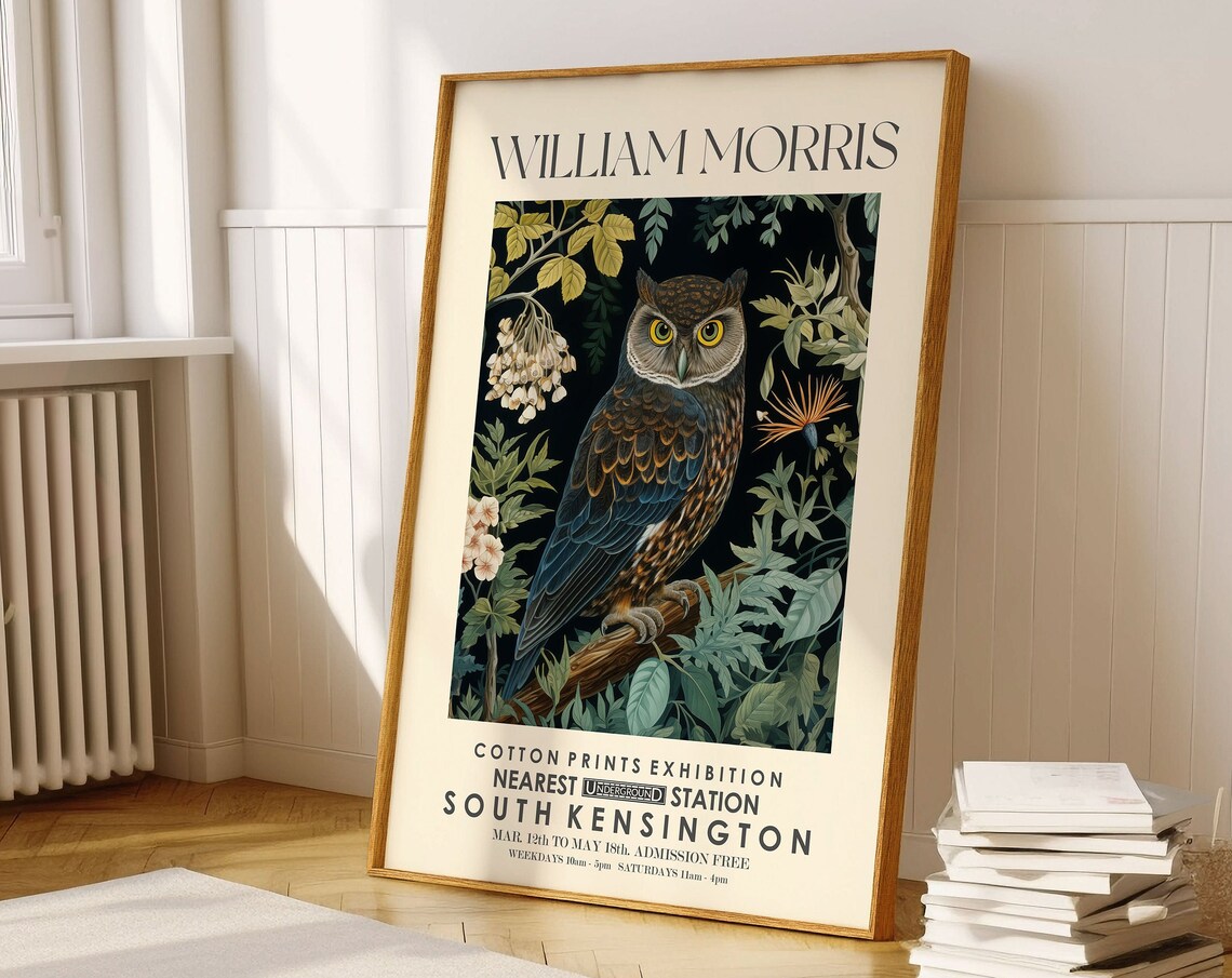 William Morris Owl South Kensington Cotton Exhibition Poster London