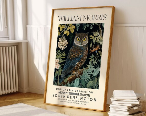 William Morris Owl South Kensington Cotton Exhibition Poster London