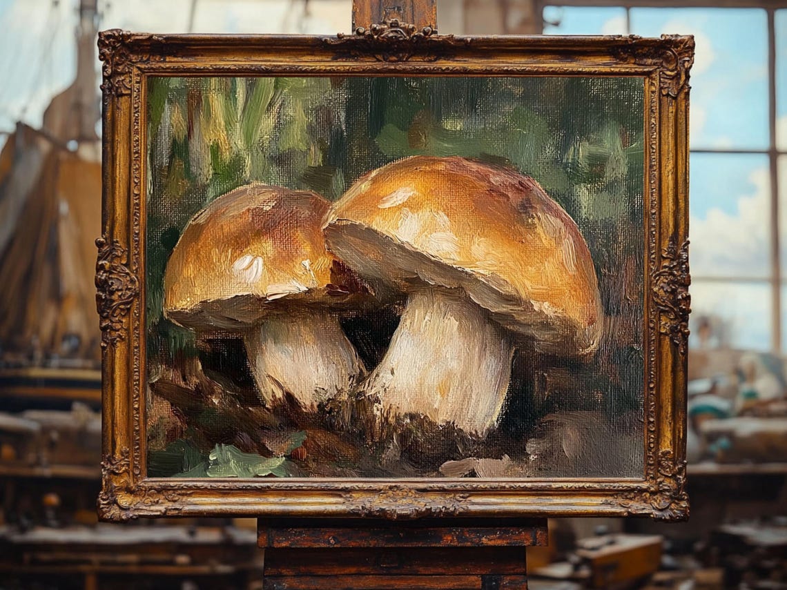 Mushrooms Nature Print Mushroom Art Oil Painting Cottage Core Art Best Gifts Vintage Painting Wall Art Prints - Image 2