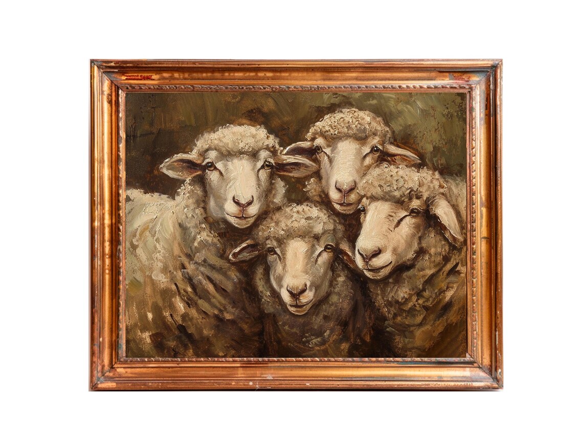 Sheep Family Painting Farmhouse Wall Art Farm Animal Print Country Sheep Decor Vintage Prints Wall Art - Image 3