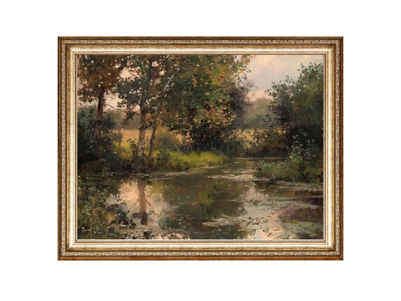 English Countryside Landscape Art Print, Vintage