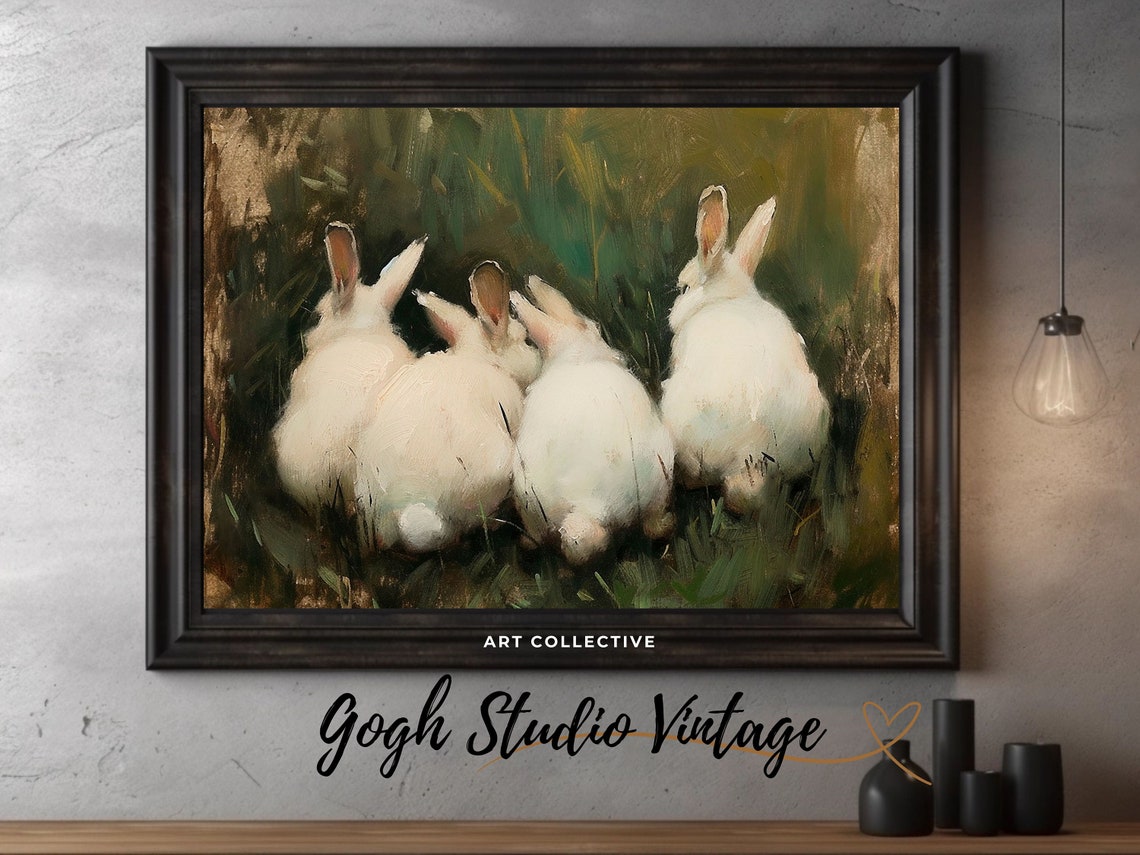 Vintage Rabbit Art Print, Farmhouse Wall Decor - Image 3