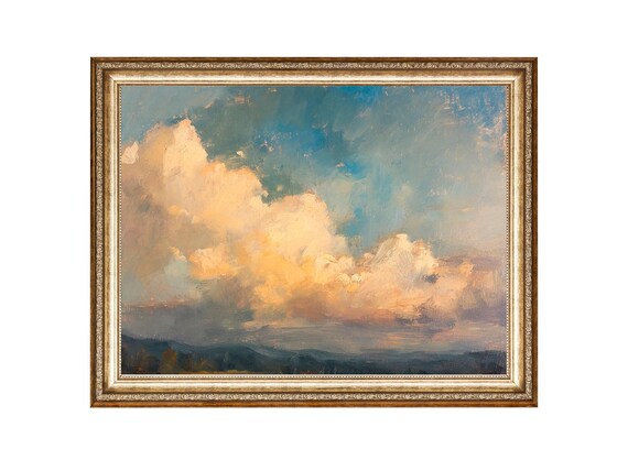 Clouds Print Sky Landscape Painting Oil Painting Cottage Core Art Vintage Painting Prints