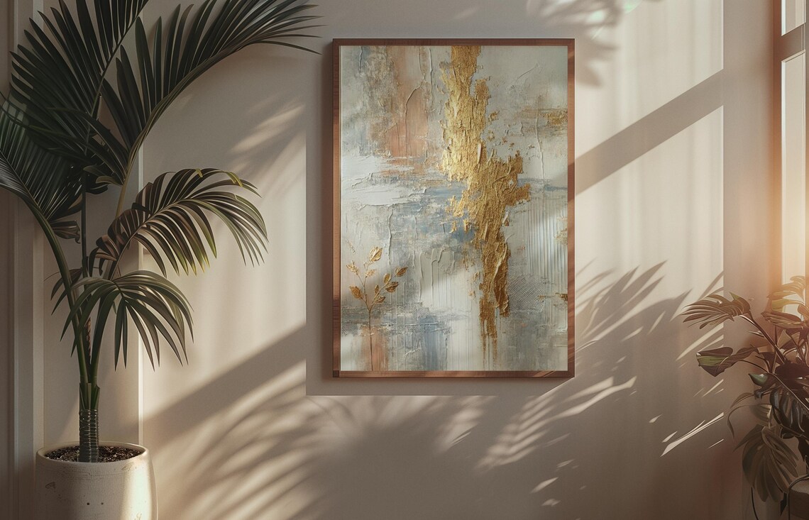 Gold Grey Abstract Art Print Textured Modern Wall Decor Luxury Neutral Painting Nordic Style - Image 4