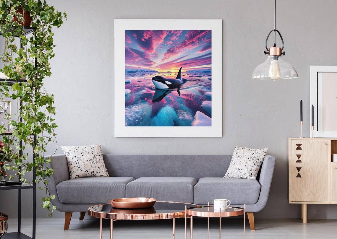 Orca Wall Art, Antarctic Sunset Poster - Image 4