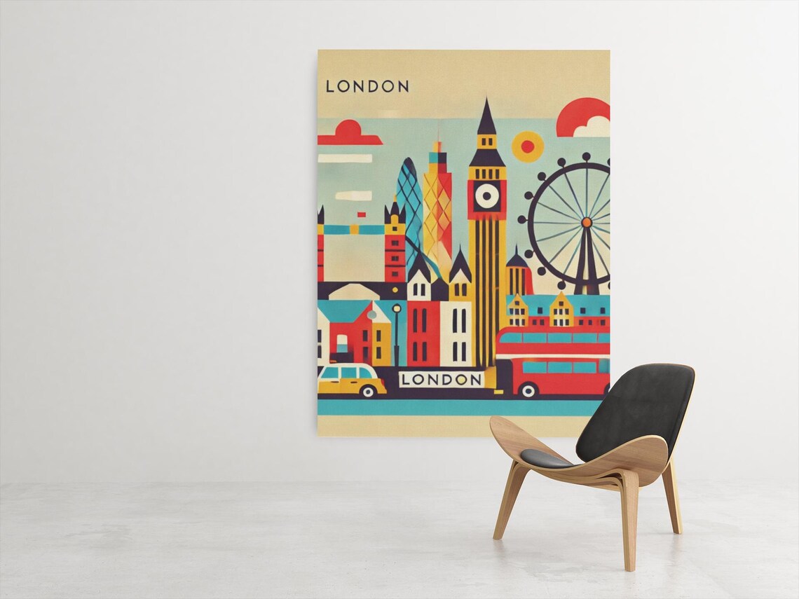 London Cityscape, Colorful Travel Poster - Image 2