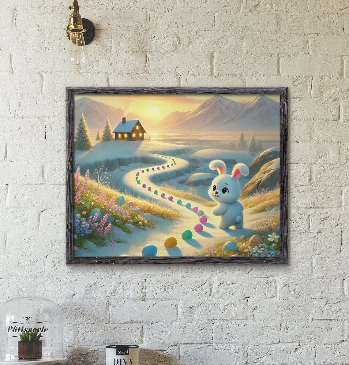 Easter Bunny Trail Art, Cute Spring Egg Hunt