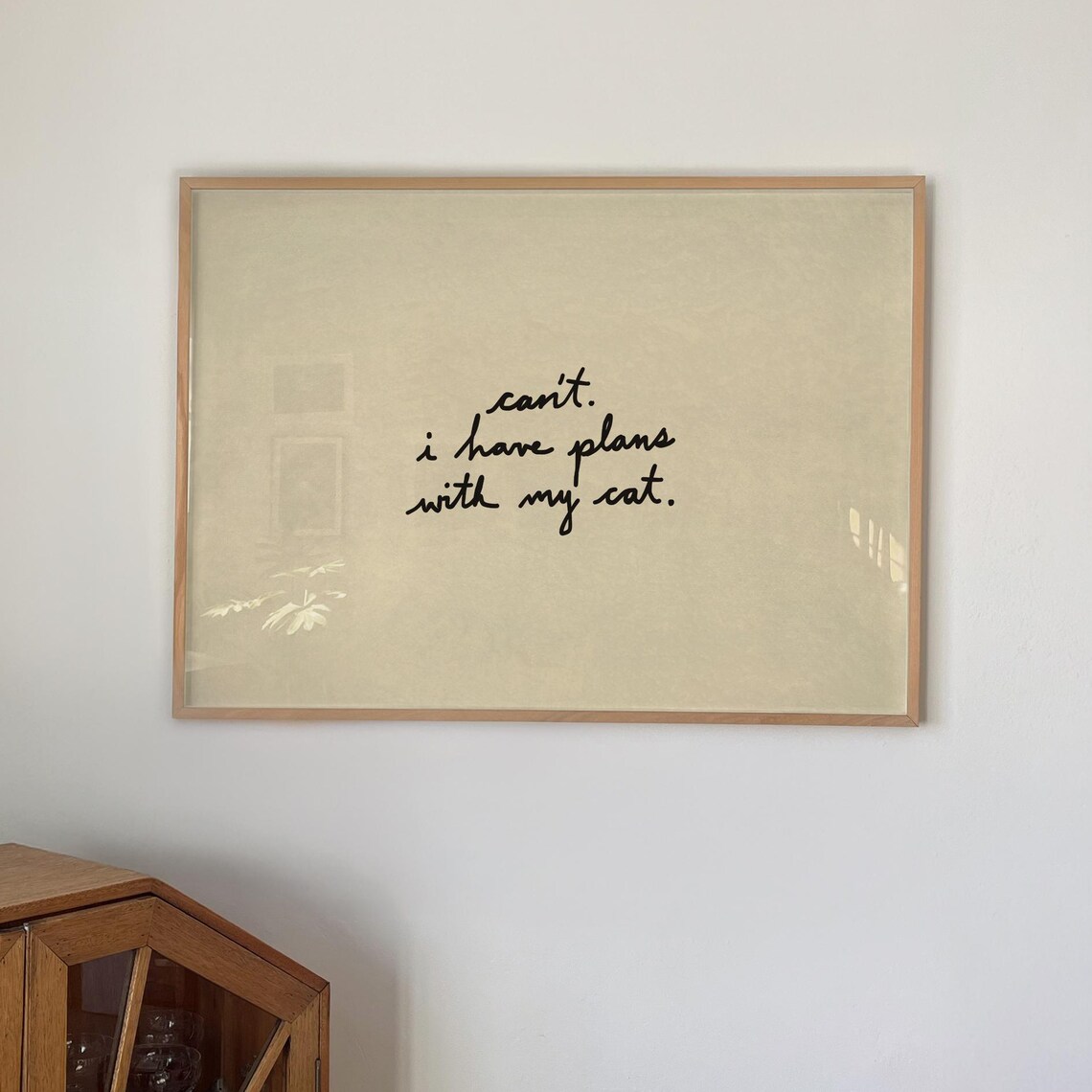 Funny Cat Art Print, Neutral Handwritten Decor